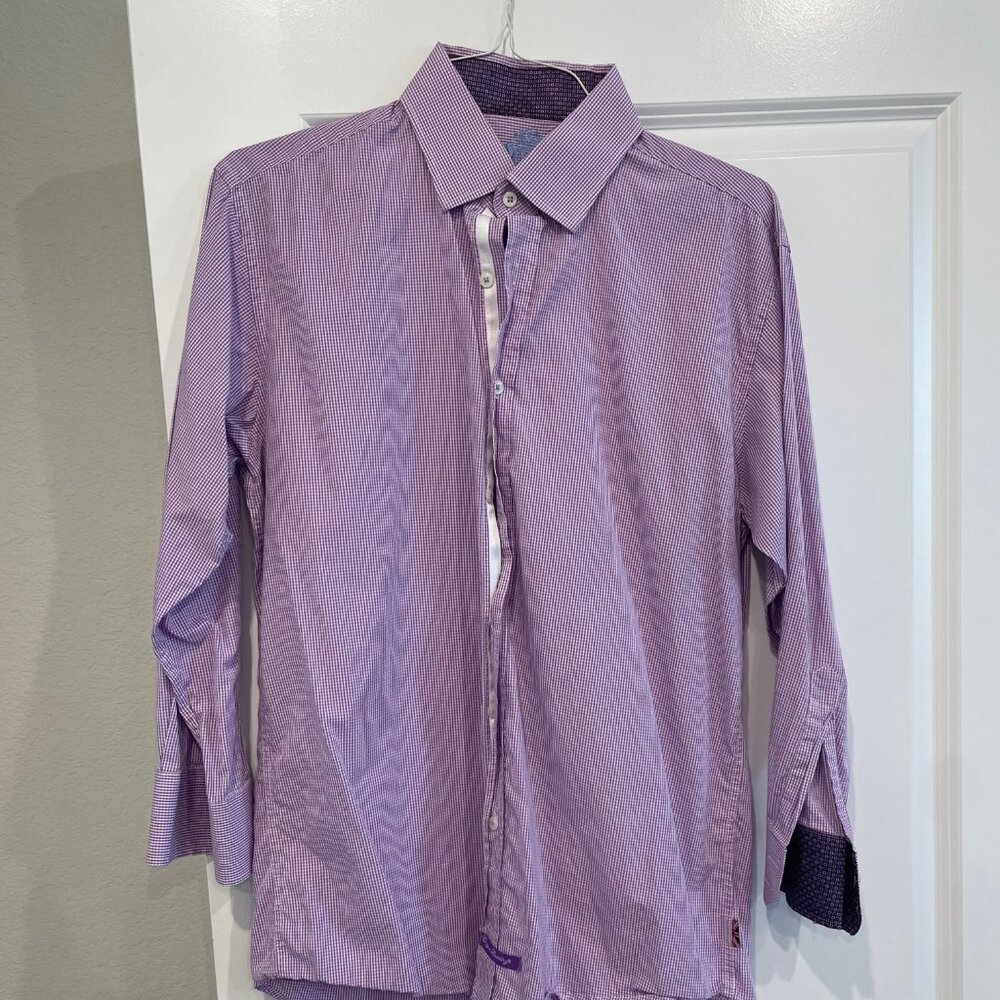 Purple Checkered Dress Shirt (16.5-32/33)